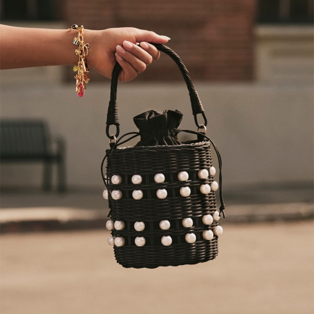 Kate Spade Black and White Wicker Bag